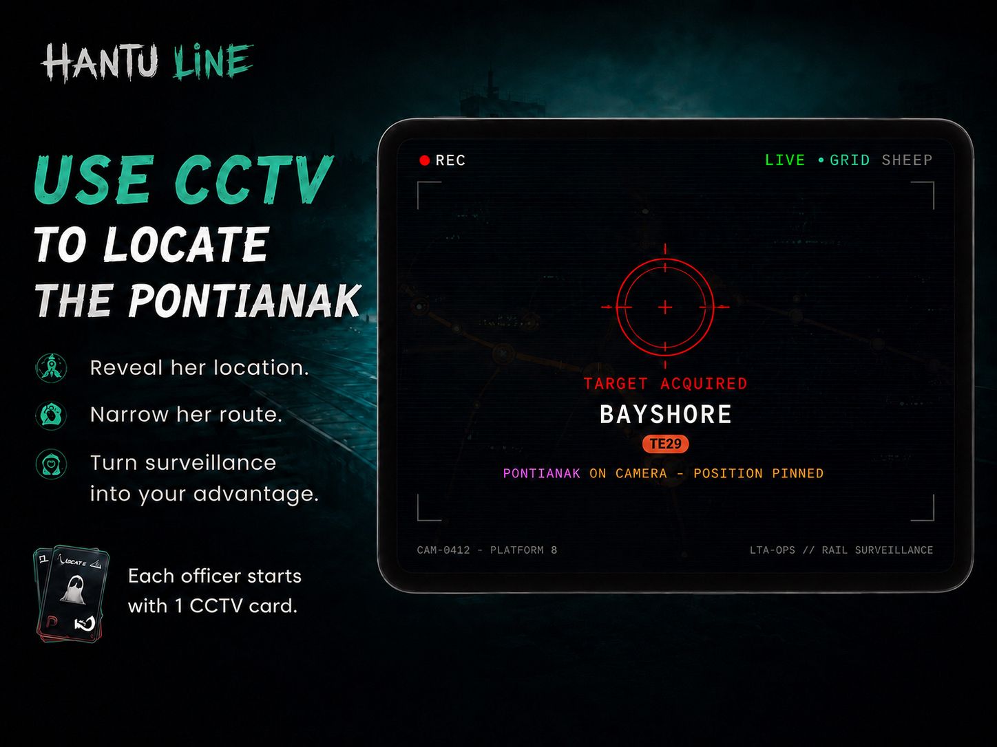 A CCTV surveillance screen pinning the Pontianak's location at Bayshore station.