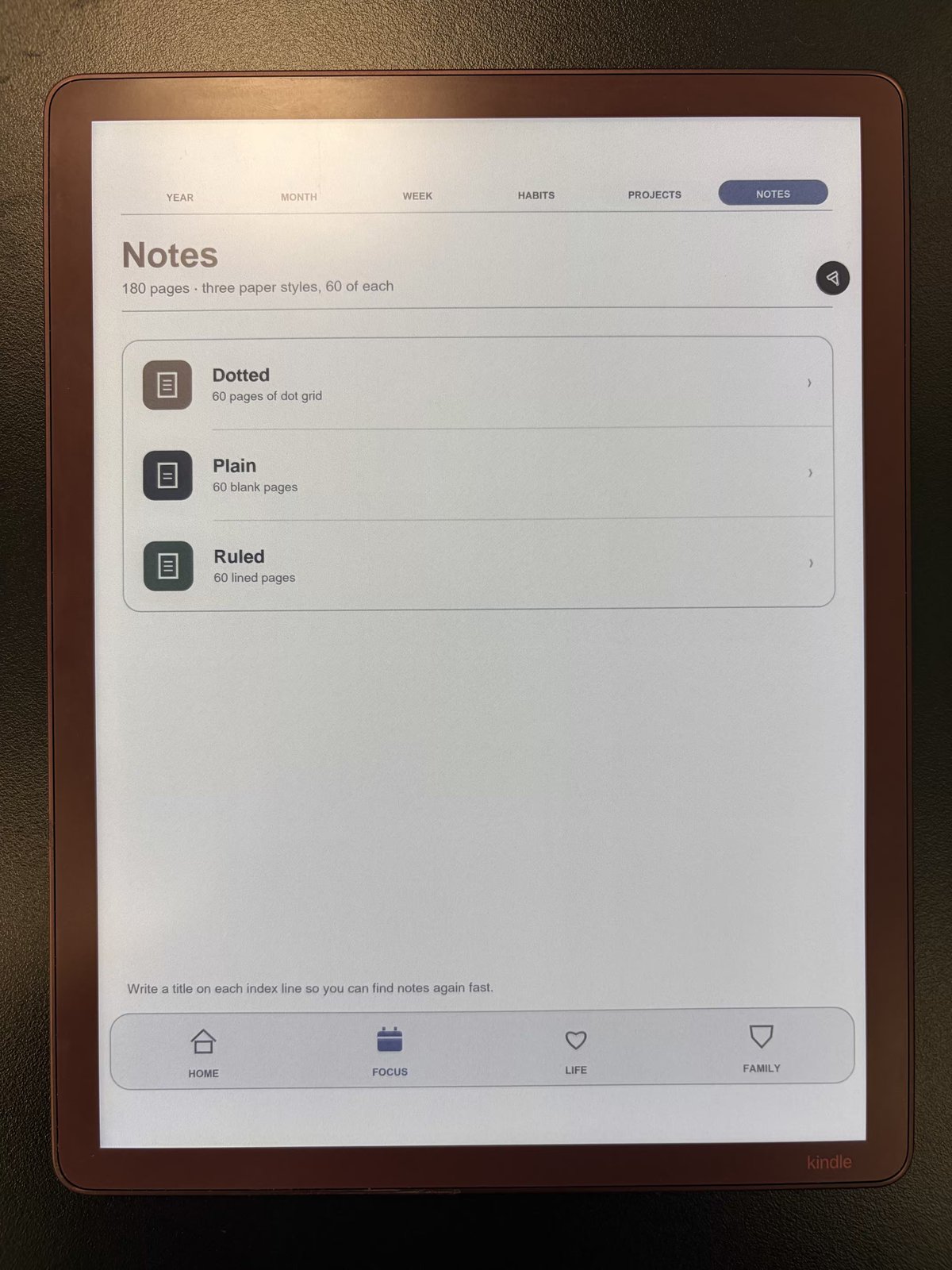 Paper-like planner page